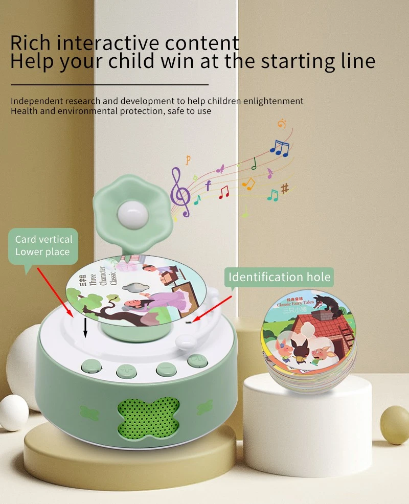 Kids Storyteller Music Box – 60 Talking Flash Cards, Night Light & TF Card Expansion | Screen‑Free Phonograph Toy For Toddlers 2‑6 | CE, ROHS, EN71 high quality
